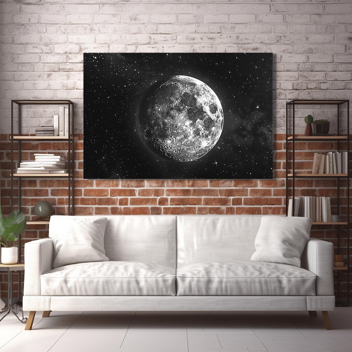 Cadre Photo Décoratif Tulup - Pleine Lune - 60x40 Cm - MDF Bleu - Neuf