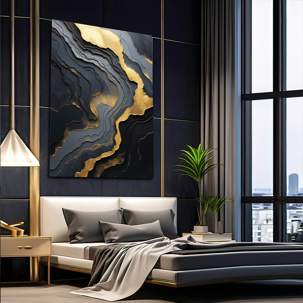 Black and Gold Abstract Wall Decor | MusaArtGallery™