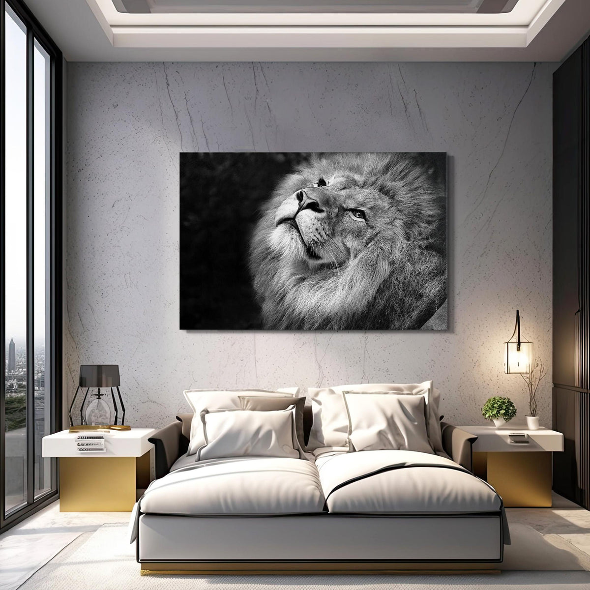 Black And White Lion Art 