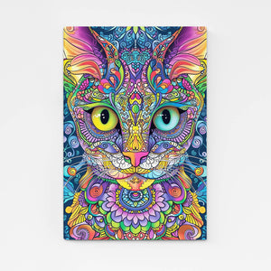 Multi Color Cat Art Canvas | MusaArtGallery™