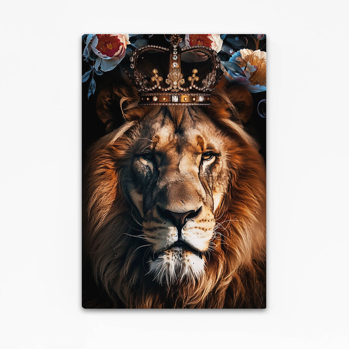 Ornement Mural Blason Baroque Avec Lion Et Cheval - Relief En Polystone - 35x37 Cm - Couleur Bronze/or