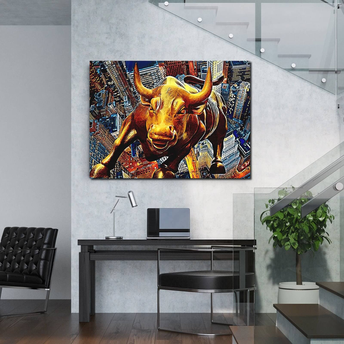 Wall Street Bull Canvas Motivational Wall Art MusaArtGallery™
