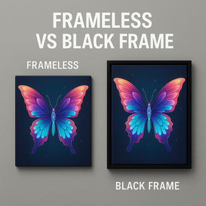 Black floating frame canvas detail - MusaArtGallery