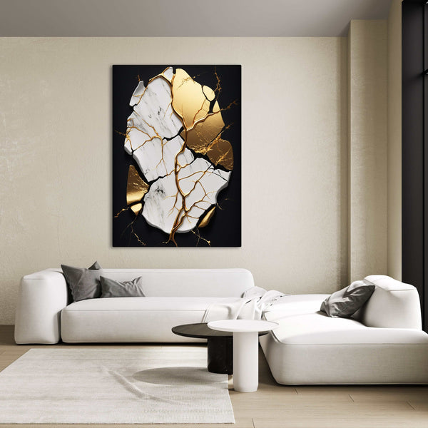 Black White and Gold Abstract Wall Art | MusaArtGallery™