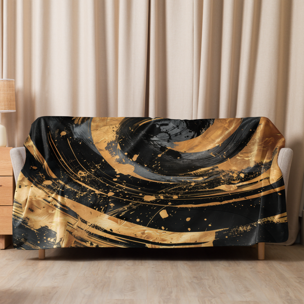 Black and Gold Sherpa Blanket