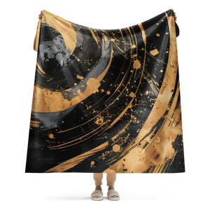 Black and Gold Sherpa Blanket