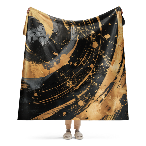 Black and Gold Sherpa Blanket