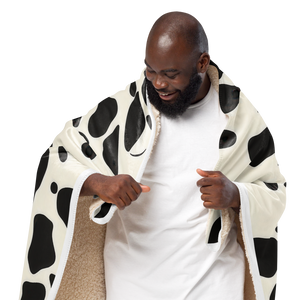 Cow Print Sherpa Blanket 