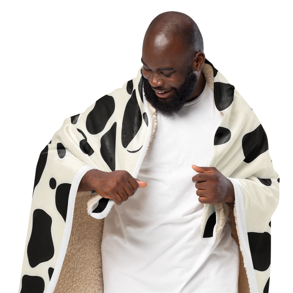 Cow Print Sherpa Blanket 