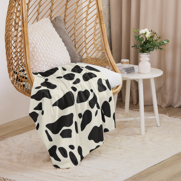 Cow Print Sherpa Blanket – Cozy, Fun, and Stylish