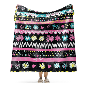 Pink Aztec Sherpa Blanket 