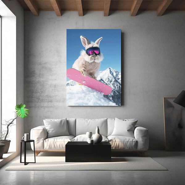 Pink Skateboard Rabbit Wall Art  | MusaArtGallery™ 