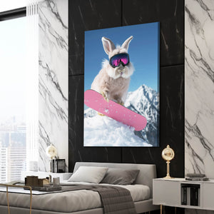 Pink Skateboard Rabbit Wall Art  | MusaArtGallery™ 