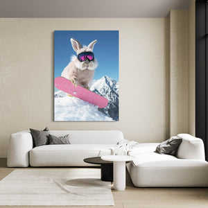 Pink Skateboard Rabbit Wall Art  | MusaArtGallery™ 