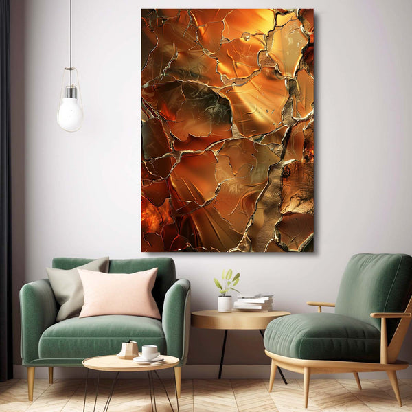 Abstract Art Golden Fracture | MusaArtGallery™