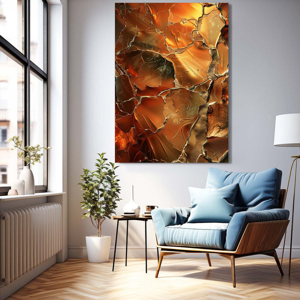 Abstract Art Golden Fracture | MusaArtGallery™