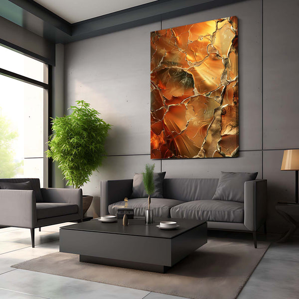 Abstract Art Golden Fracture | MusaArtGallery™