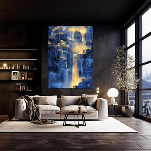 Abstract Art Golden Waterfalls | MusaArtGallery™