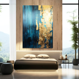 Abstract Blue and Gold Wall Art Decor | MusaArtGallery™