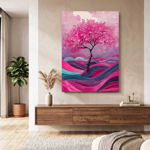Abstract Cherry Blossom Tree Wall Art