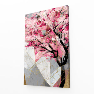Abstract Geometric Cherry Blossom Tree Art