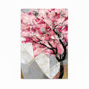 Abstract Geometric Cherry Blossom Tree Art
