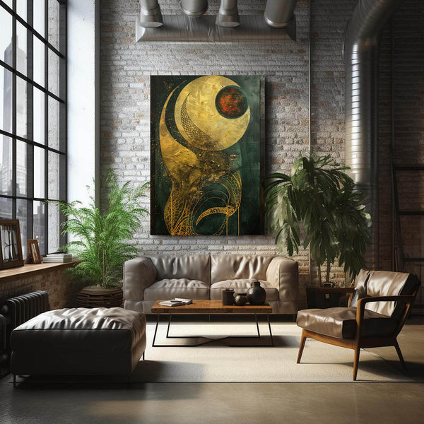 Abstract Golden Eclipse Art | MusaArtGallery™