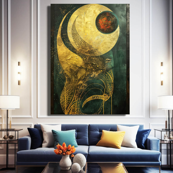 Abstract Golden Eclipse Art | MusaArtGallery™