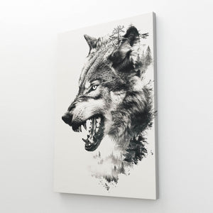 Angry Wolf Canvas Art  | MusaArtGallery™