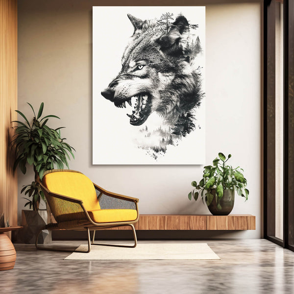Angry Wolf Canvas Art  | MusaArtGallery™