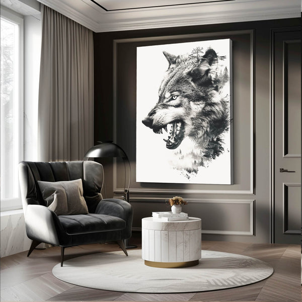 Angry Wolf Canvas Art  | MusaArtGallery™