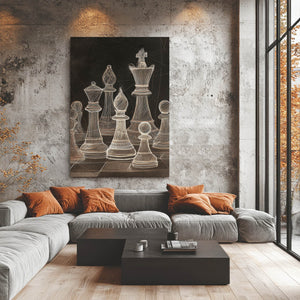 Antique Chess Pieces Art