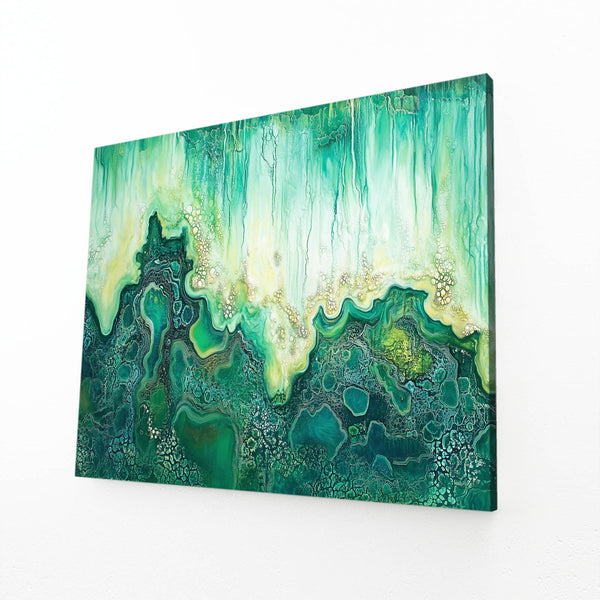 Aqua Cascade Green Abstract Art | MusaArtGallery™