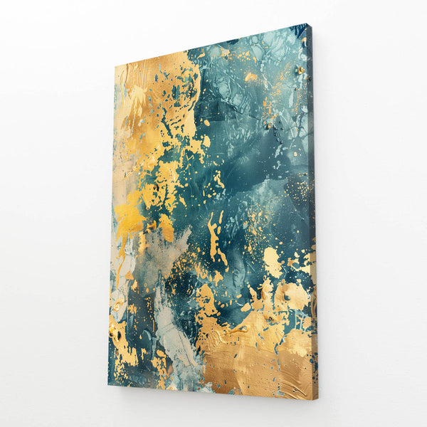 Aqua Gold Abstract Art | MusaArtGallery™