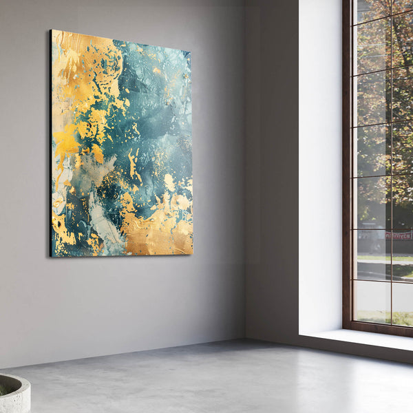 Aqua Gold Abstract Art | MusaArtGallery™