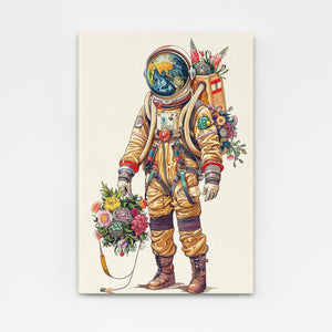 Astronaut And Flowers Art  | MusaArtGallery™