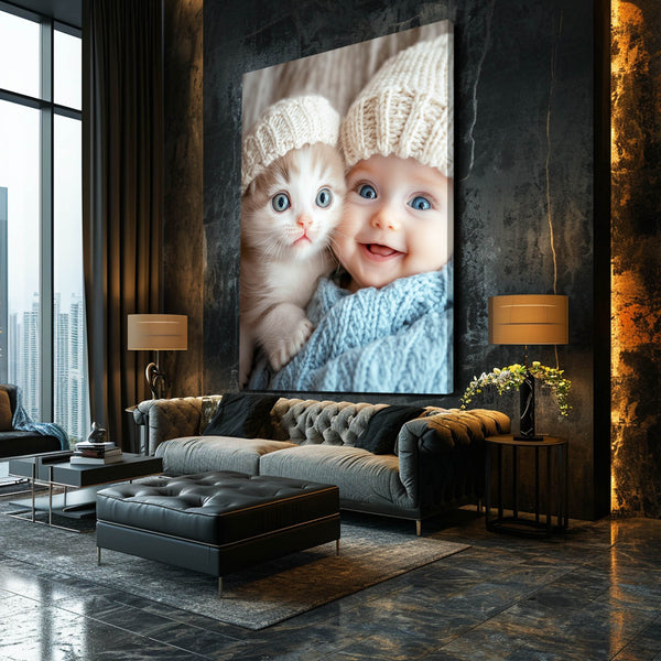 Baby and Cat Art