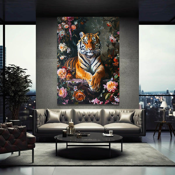 Floral Tiger Wall Art | MusaArtGallery™ 