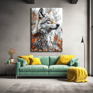 Bedroom Wolf Canvas Art  | MusaArtGallery™