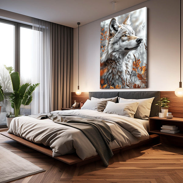 Bedroom Wolf Canvas Art  | MusaArtGallery™