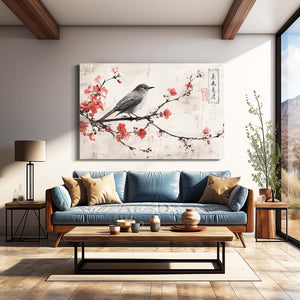 Bird Cherry Blossom Branch Art