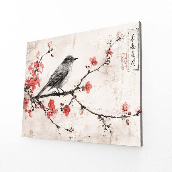 Bird Cherry Blossom Branch Art