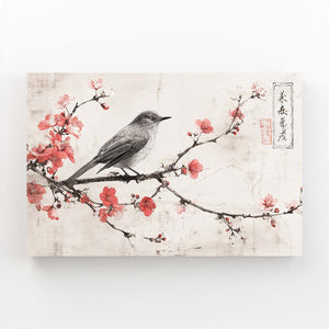 Bird Cherry Blossom Branch Art