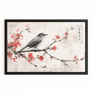 Bird Cherry Blossom Branch Art