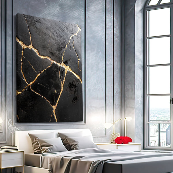 Black Abstract Art Gold