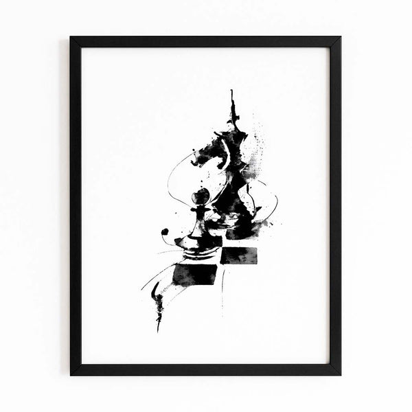 Black Abstract Chess Art