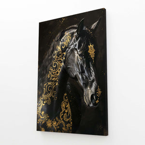 Black And Gold Horse Art