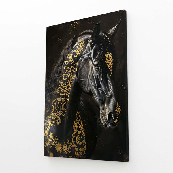 Black And Gold Horse Art