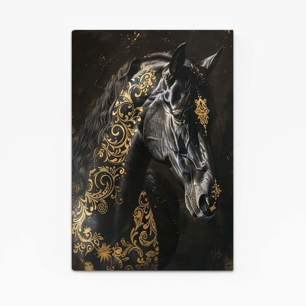 Black And Gold Horse Art