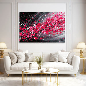 Black And Red Cherry Blossom Abstract Art